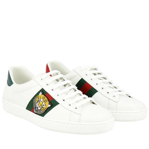 gucci new ace leather sneakers with web detail|gucci ace tiger sneakers.